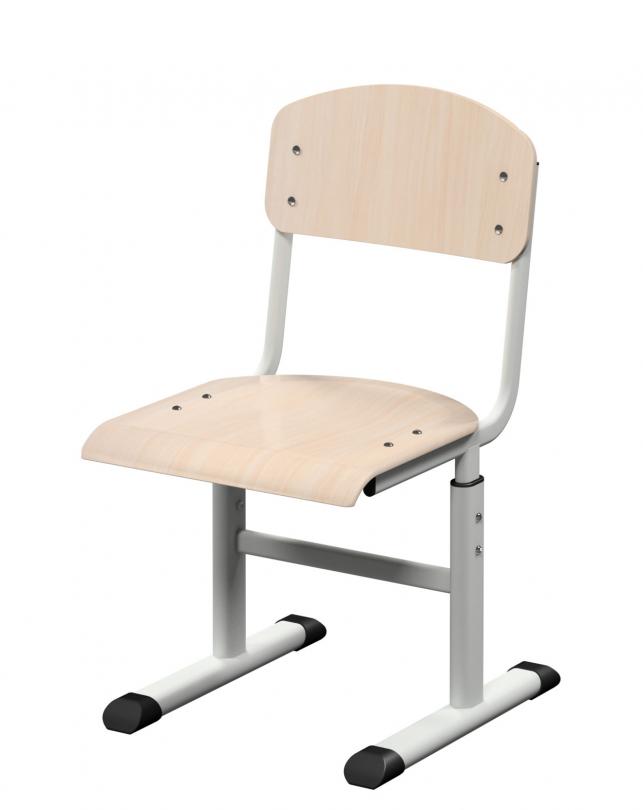 Стілець Т-подібний з анатомічним сидінням на полоскоовальній трубі, з покриттям HPL,регулюється на ростові групи №4-7, АЛМАНТ, 391х485х740-860 мм.